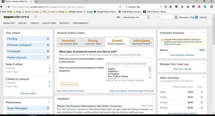 amazon fba store page