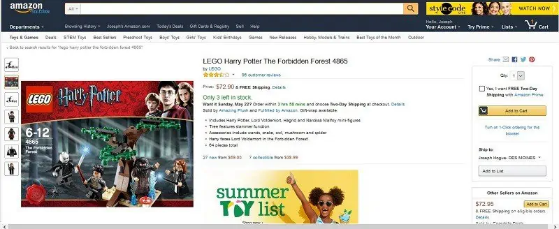 amazon seller product page
