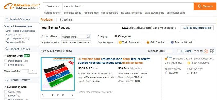 searching alibaba for amazon fba
