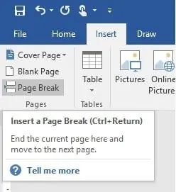 how to insert page for book formatting