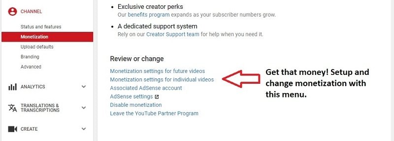 how to set up YouTube monetization
