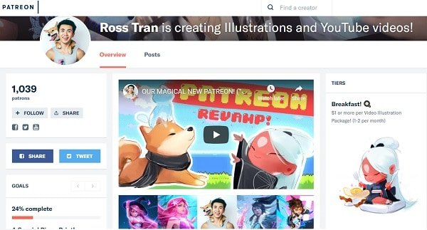 making money on youtube with patreon