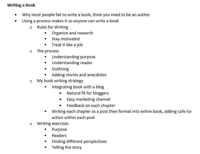 book outline example