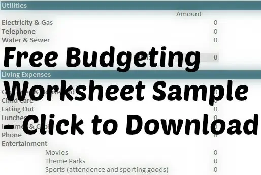 Free Budgeting Worksheet Sample cover