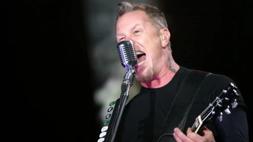 James Heltfield from Metallica playing guitar