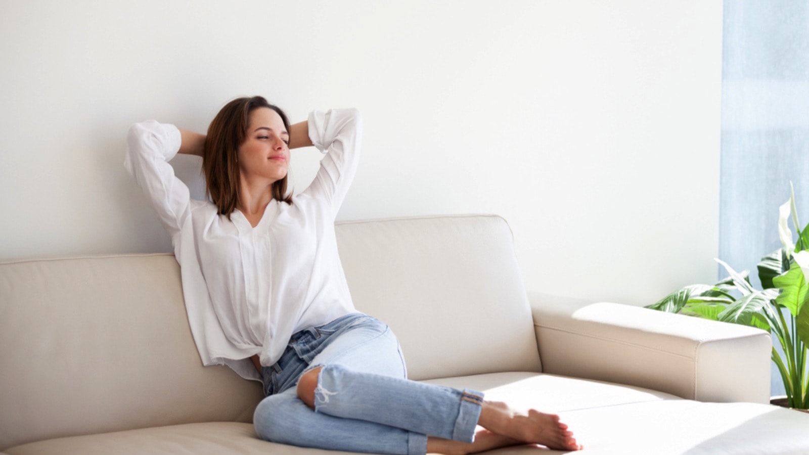 Woman relaxed in couch